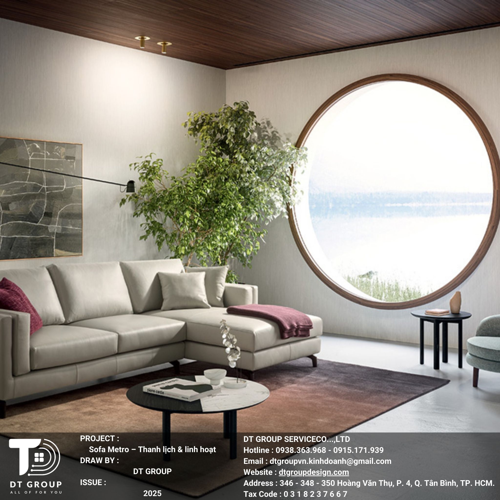Sofa da Metro với thiết kế thanh lịch, tối giản